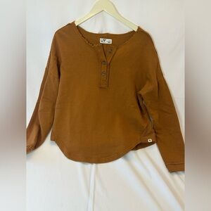 LIV Brown Long Sleeve Henley Top